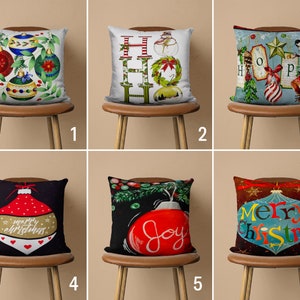 Federa per cuscino con ornamenti natalizi, fodera per cuscino di Natale, fodera per cuscino colorata, cuscino di dimensioni personalizzate, decorazioni di Capodanno, 18x18, 20x20 22x22 24x24