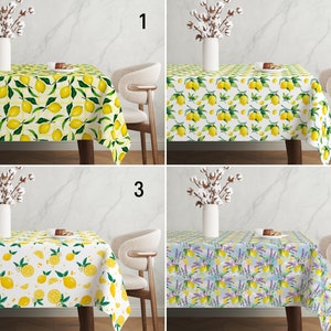 Fresh Lemon Tablecloth, Yellow Italian Style Tablecloth, Summer Citrus Design Table Cover, Lemon Home Decor, Dining Room Decor, Any Size