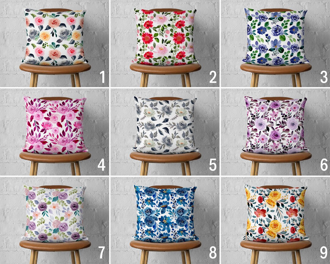 Rose Pillow Cover, Floral Cushion Cover, Colorful Roses Pillow Case