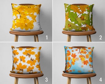 Autumn Leaves Pillow Cover, Fall Cushion Cover, Farmhouse Decor, Decorative Throw Pillow Case, Rustic Decor, Only Cover, 18x18, 20x20, 24x24