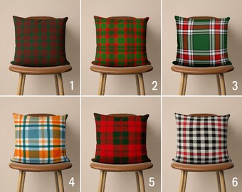 Checkered Pillow Cover, Plaid Pattern Cushion Cover, Checked Pillow Case, Boho Home Decor, Any Size Pillow, Living Room Decor