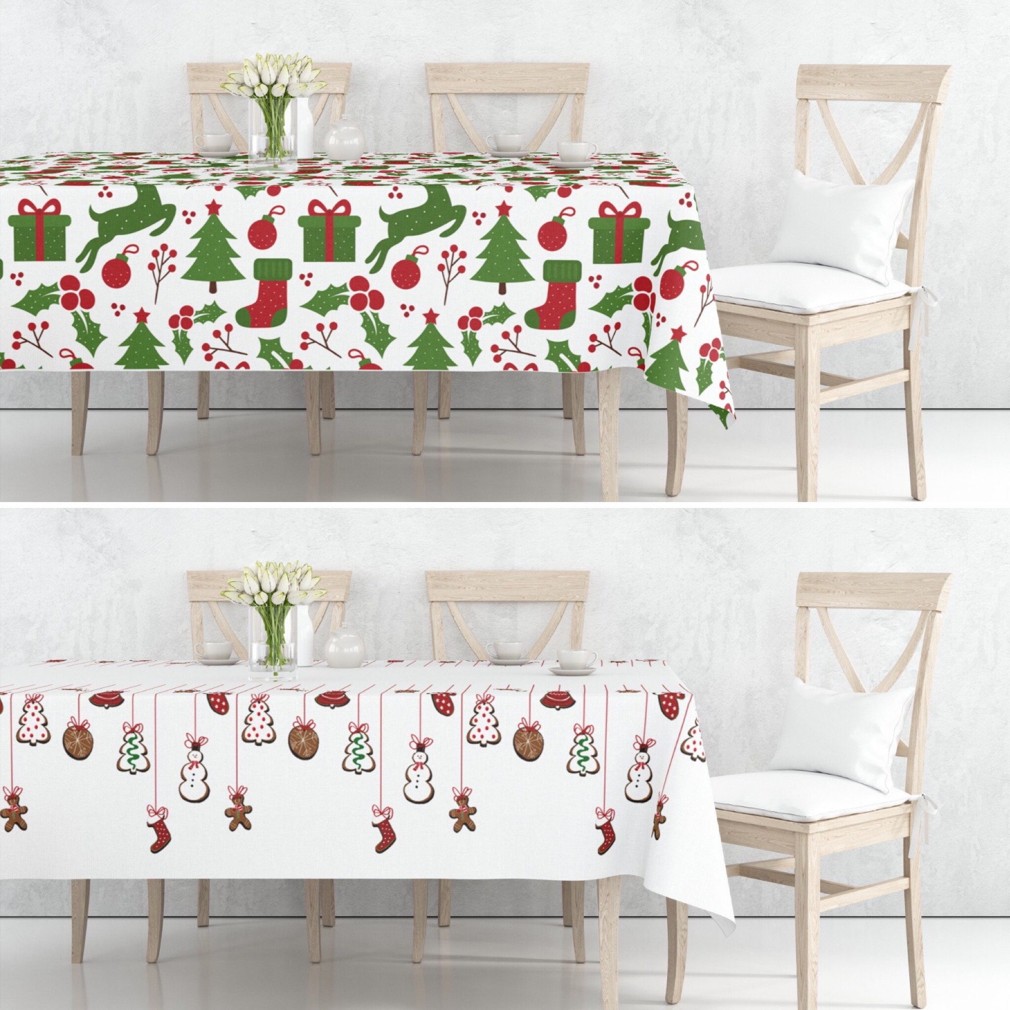 Christmas Tablecloth Holiday Table Cover Kitchen Textile - Etsy