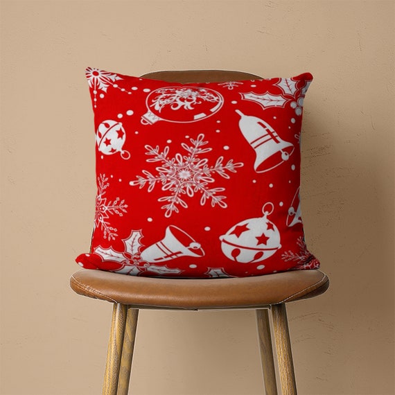 RABUSOFA Christmas Throw Pillows Covers 18x18 Inch,Red Merry Christmas Pillows Cases, Xmas Cushion Covers Decorations For Holiday Outdoor Indoor(16