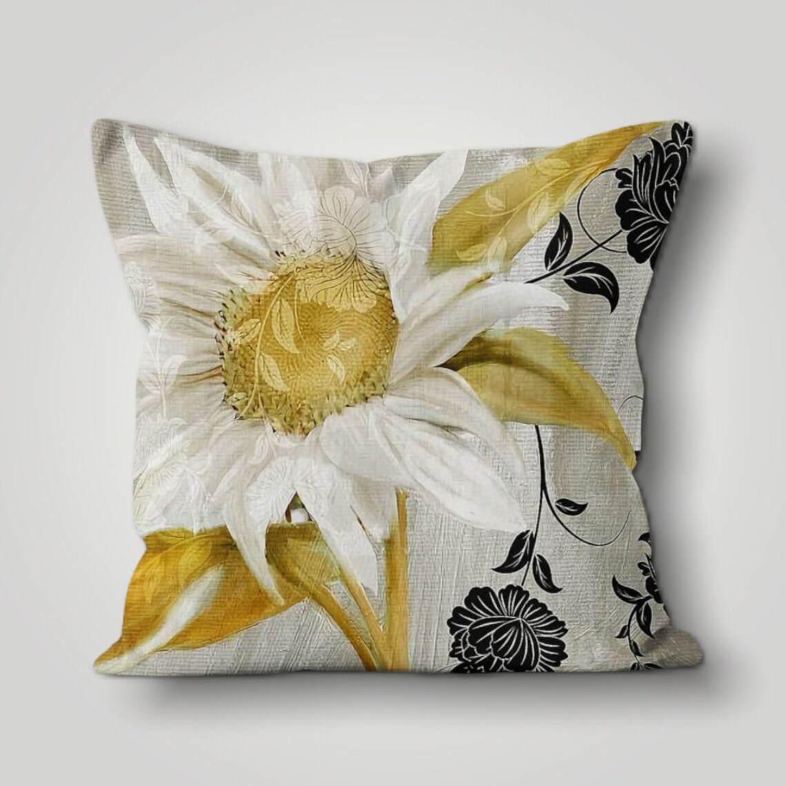 Yellow Flowers Throw Pillow Cover Summer Trend Floral Cushion Etsy