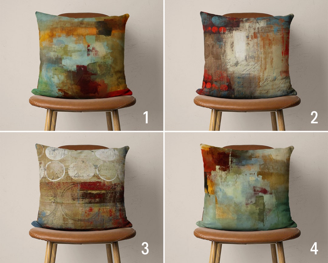 Abstract Painting Cushion Cover, Boho Art Pillow Cover, Brushwork