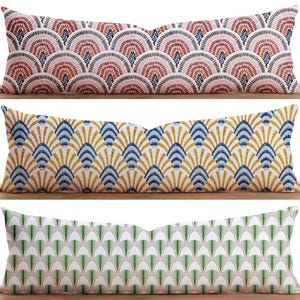 Art Deco Retro Design Lumbar Pillow Cover, Geometric Modern Fan Motif Long Pillow Cover, Abstract Minimalistic Pillow Cover, Any Custom Size