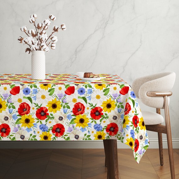 ABAKUHAUS Fiore Tovaglia, Rami Fiori di Papavero, Rettangolare