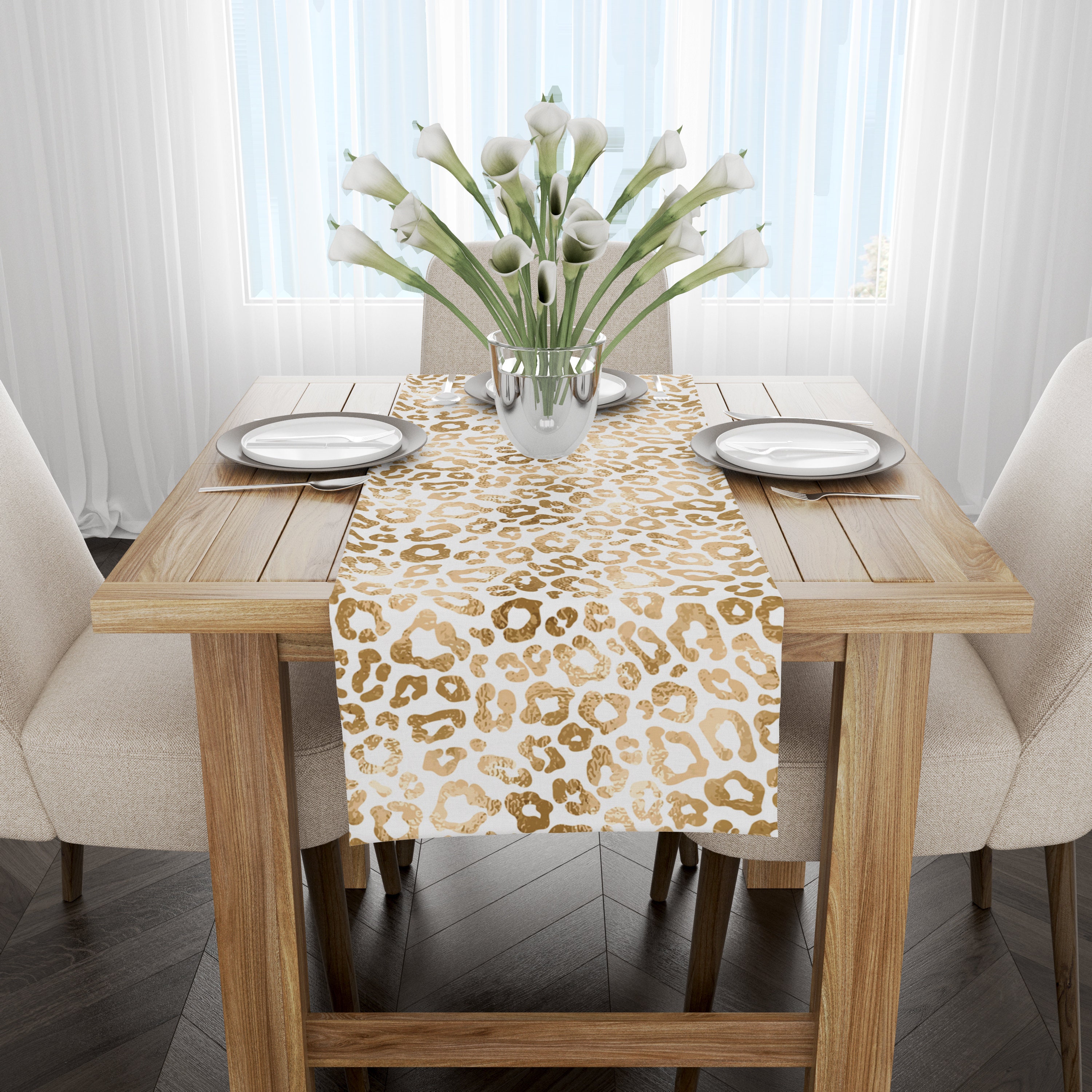 Runner Da Tavola Stile Safari – Fantasia Zebra E Leopardo, Finto Lino, 33x91 Cm, Per Cucina E Feste - 4