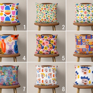 Colorful Abstract Accent Pillow Case, Vibrant Multi Colored Modern Pillow Cover, Lively Vivid Boho Cushion Cover, Contemporary Preppy Decors