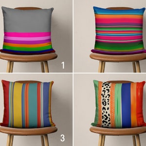 Striped Modern Throw Pillow Case, Contemporary Colorful Cushion Cover, Vivid Line Pattern Pillow Cover, Any Size Pillow, Living Room Decor