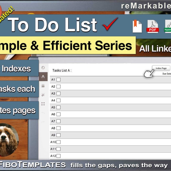 Elenco delle cose da fare versione 2 per reMarkable della serie Simple & Efficient su FiboTemplates