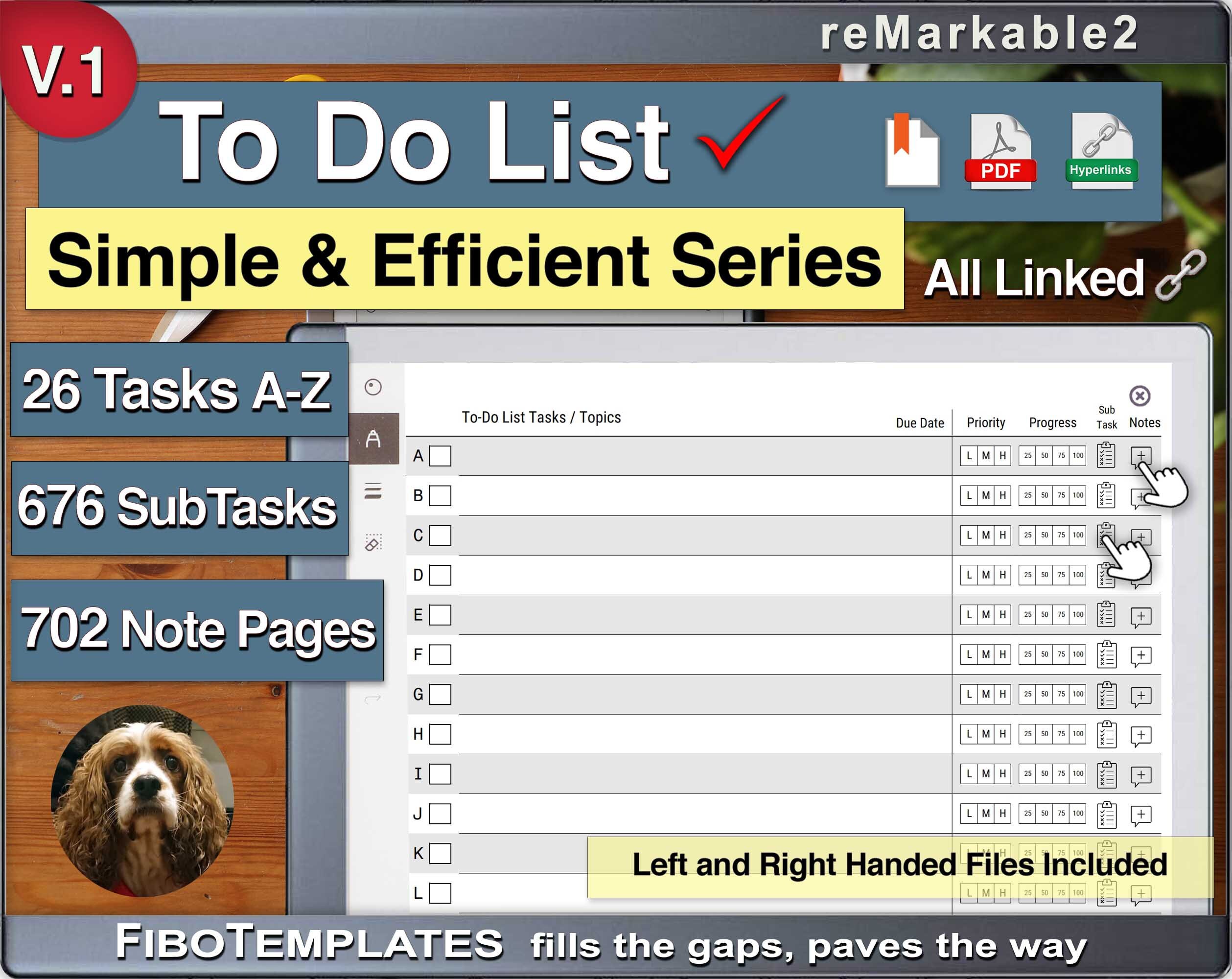 To-do list version 1 for reMarkable from Simple & Efficient Series at FiboTemplates