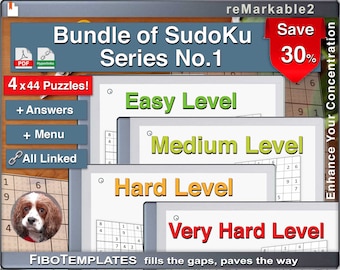 A bundle of 176 Sudoku Puzzles for reMarkable in 4 different levels