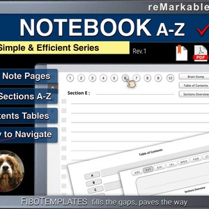 Notizbuch Vorlage für reMarkable2, Booklet, Notizbuch, Personal Organizer, Digitales Notizbuch