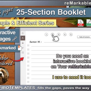 FiboTemplates のシンプル & 効率的シリーズから reMarkable の 25 セクションの小冊子