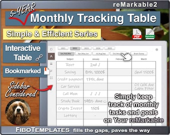 5-Year Monthly Tracking Table on your reMarkable, simple and efficient