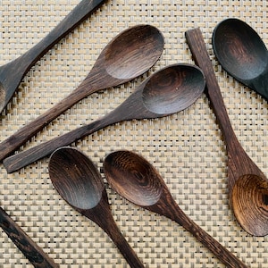 Gemini - Handmade Ebony Wood Spoons (Set of 2) | Natural Organic Eco-Friendly Vegan Plastic-free, Birthday, Valentines