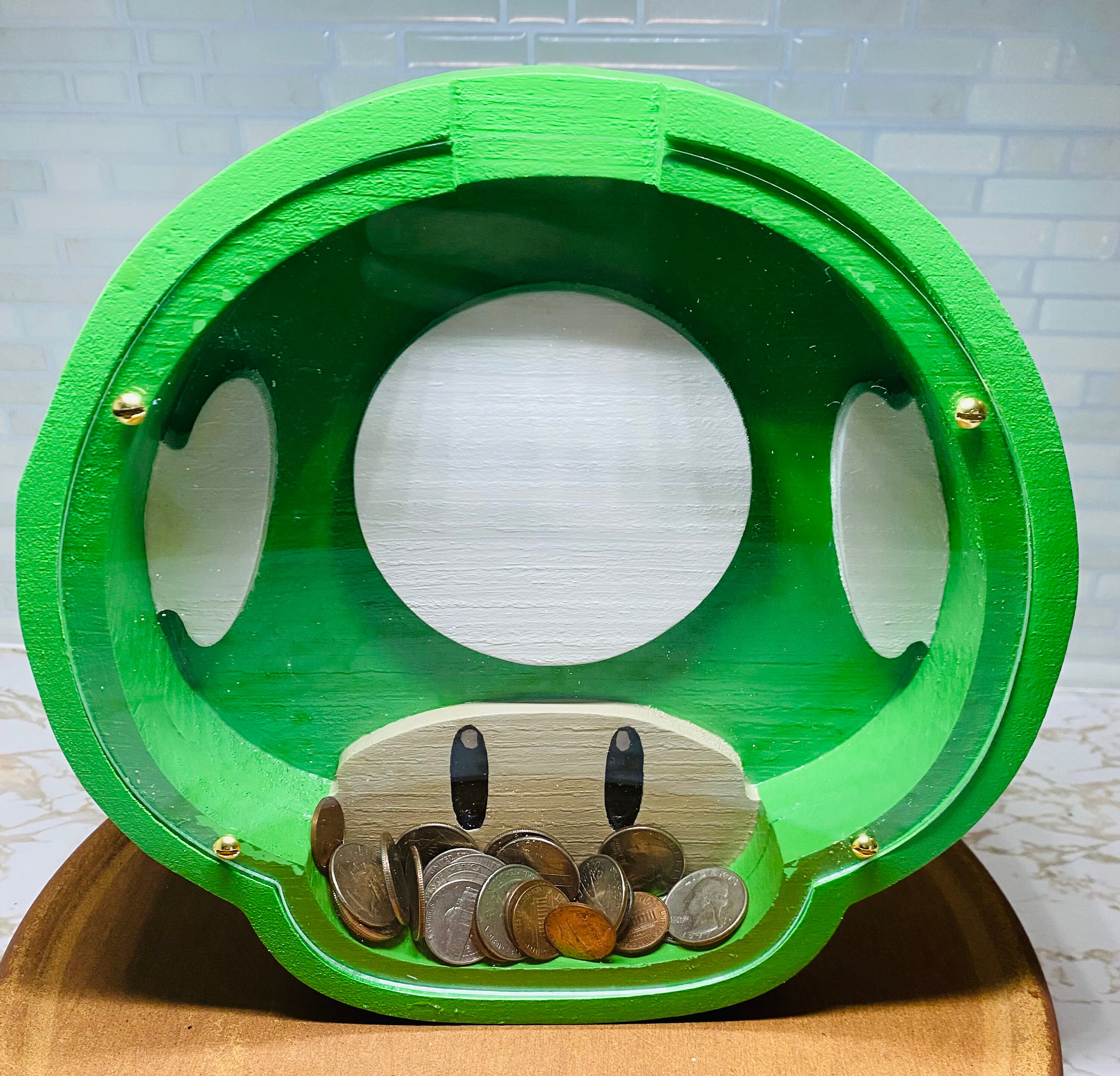 1up Mushroom Bank, Mario Bros Piggy Bank, Wooden Coin or Bottle Cap