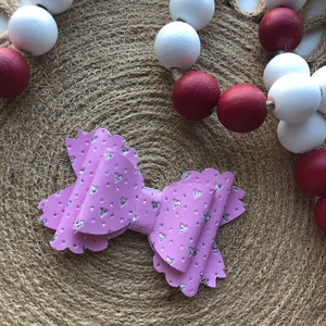 Heart Hair Bow, Headband, Glitter Bow, Sparkle Hair Bow, Pink Bow, Girly Accessories Light Pink, Gift Idea For Valentine’s Day