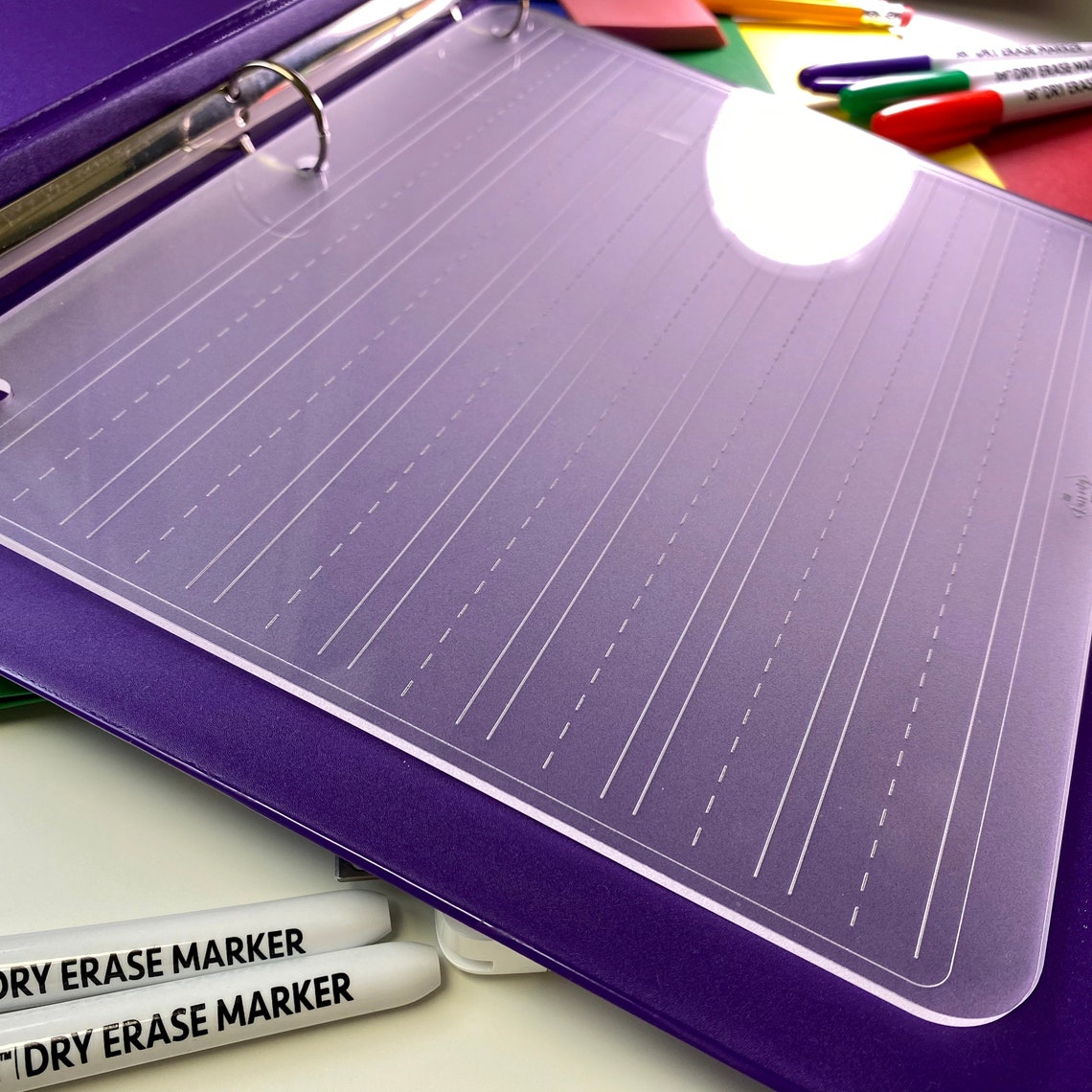 Blank Lined Dry Erase Board 3 Hole Binder Etsy