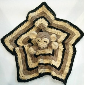 Handmade Crochet Monkey Baby Lovey Security Blanket