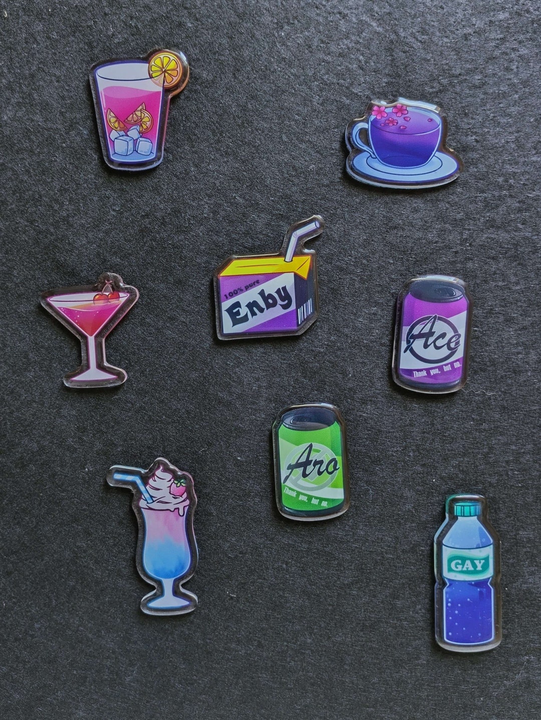 Epoxy LGBTQ Pride Drink Pins Subtle Agrade Bgrade Etsy