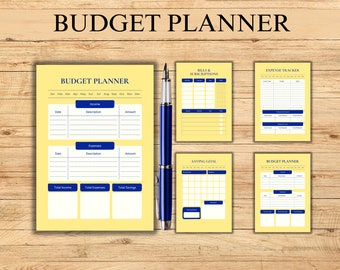 Afdrukbare budgetplanner: wekelijkse en maandelijkse financiële tracker (digitale download)