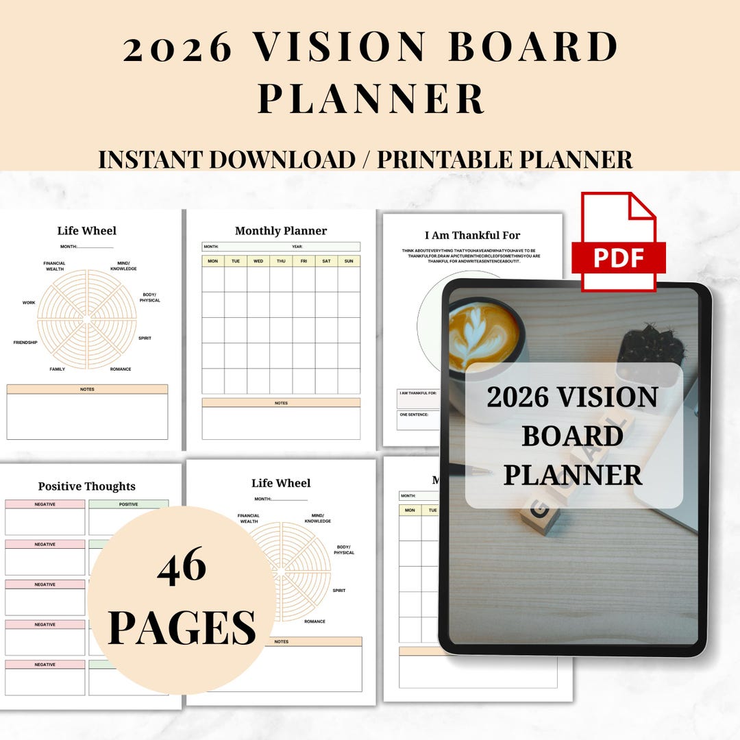 2026 Vision Board Planner (printable PDF) - Etsy
