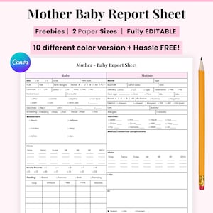 Editable Mother Baby Nurse Report Sheet Medsurg, Postpartum Nursing Report Sheet Nurse Shift Handoff, Labor Delivery Nurse Brain Sheet pdf