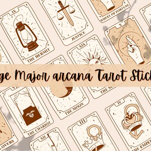 Large Printable Tarot Card Sticker 22 Major Arcana Best Tarot Cards Sticker Oracle Cute Mystic Sticker DIY Tarot Printable Planner Stickers