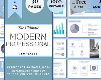 Editable Business PowerPoint Presentation Template, Editable Work Education Professional Presentation Slides Presentation Template Bundle