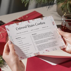 Christmas Recipe Card, Holiday Recipe Card, minimalist Christmas, Family Recipe Card template, Recipe Card Printable, Recipes canva custom