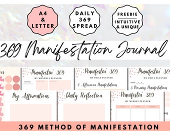 369 Manifestation Journal Inserts, Law of Attraction Planner, Workbook Printable, Manifestation Planner, Law Of Attraction Journal Printable