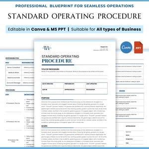 Standard Operating Procedure Template, SOP, Project Details, Business Procedure Document, Work Instruction, Employee Operations Policy, HR