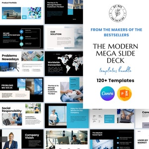 Modern Office Canva Business PowerPoint, Minimal Presentation Template, Infographics Education, Blue Webinar Pitch Deck Professional Slides