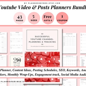 Youtube Planner Social Media Video Vlog Tracker Youtube Planner, YT Video Planner, Social Media Content Calendar Vlog Checklist Template PDF