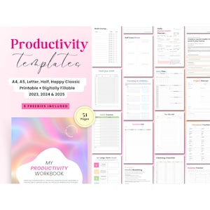 Productivity Planner Printable | Ultimate Life Journal Binder| Daily Productivity Pdf| Digital Adhd Planner for Adults| Goal Organizer A5 A4