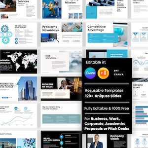 PowerPoint Templates, Minimal Theme Presentation, Infographics Professional Presentations Slides, Canva, Business Webinar Meeting Slide Deck