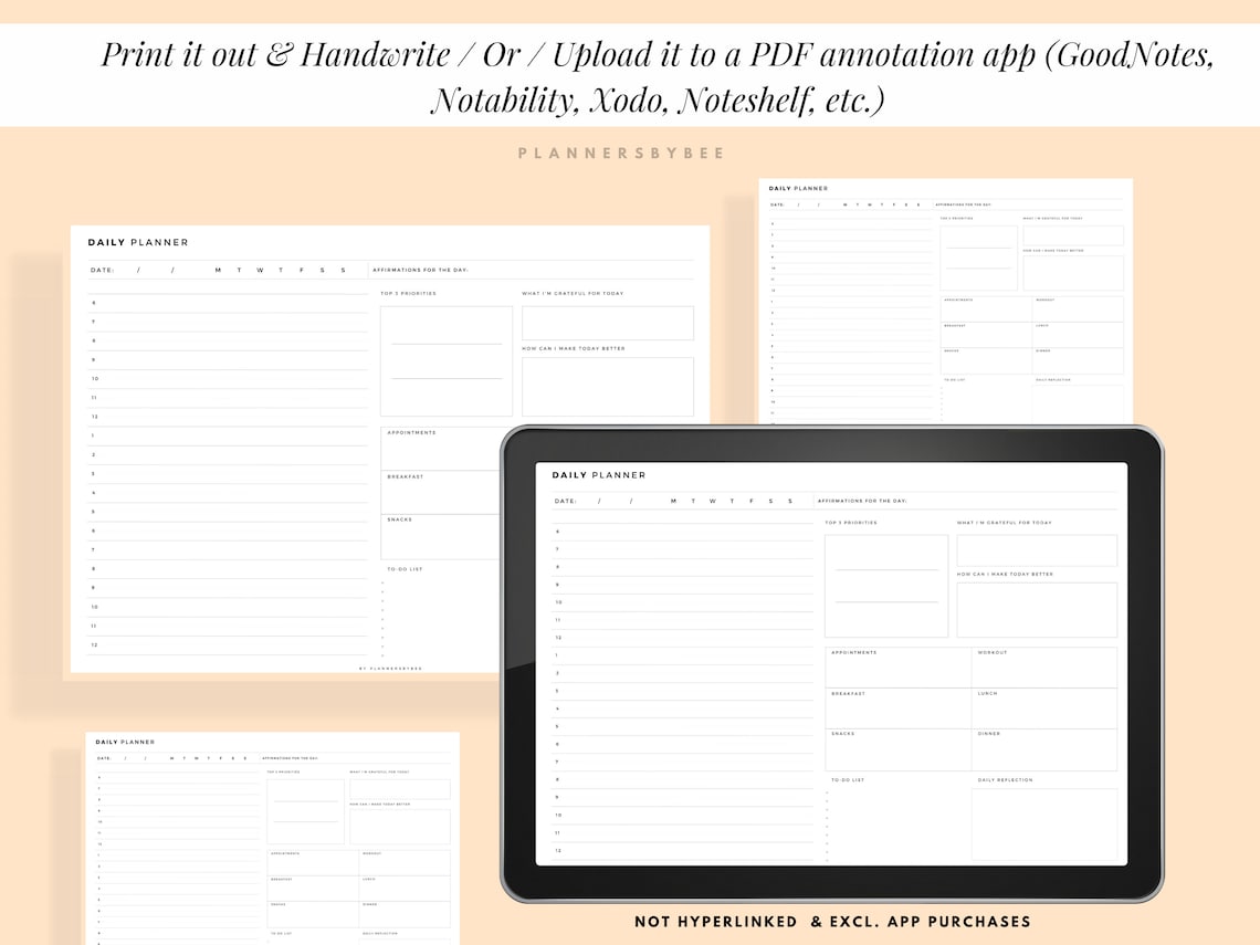 Planner Printables Daily Hourly