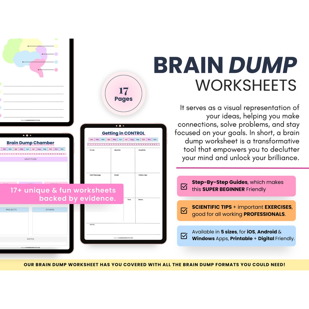 Brain Dump Printable, ADHD Brain Dump, Brain Dump Planner, Thought To ...