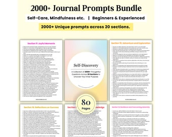 2000 Journal Prompts, Life Coach Journal, Self-Discovery Prompts, 365 Day Journal, Self-Discovery, Daily Mental Health Coaching Clients PDF