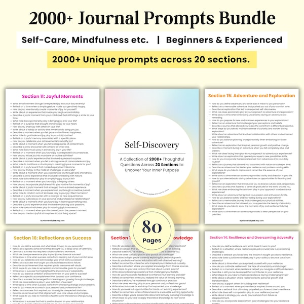 2000 Journal Prompts, Life Coach Journal, Self-Discovery Prompts, 365 Day Journal, Self-Discovery, Daily Mental Health Coaching Clients PDF