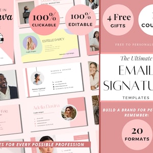 Email Signature Template Canva, Professional Gmail Signature Personal Email Signature Clickable Links & Logo Email Clients Realtors Teacher