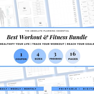 Fitness Planner, Weight Loss Tracker, BUNDLE, Workout Planner Fitness Journal, Wellness, Health Goal, Meal Planner, Self Care, Habit Tracker