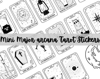 Mini Printable Tarot Card Stickers |22 Major Arcana |Tarot Cards Sticker |Cute Mystic Sticker |DIY Tarot Journal Printable| Planner Stickers