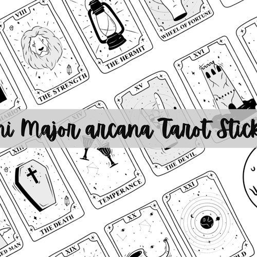 Mini Printable Tarot Card Stickers 22 Major Arcana tarot - Etsy