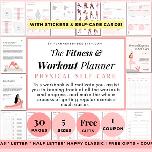 Fitness Planner Set, Plan Workouts, Goals, Habits, Workout Tracker Printable, Daily Exercise Log, Fitness Journal, Workout Planner health
