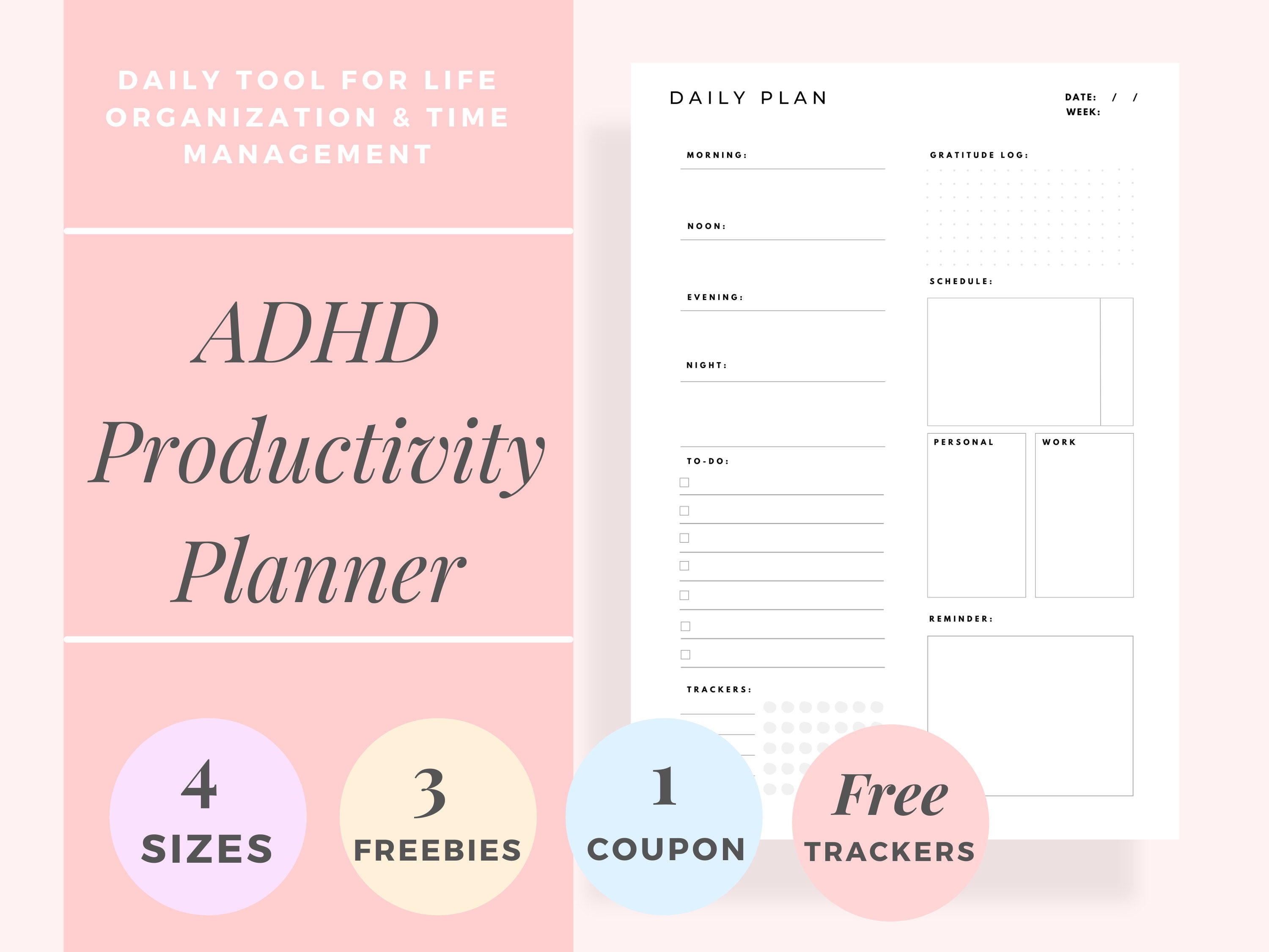 ADHD Daily Planner ADHD Printable Planner Daily Productivity Etsy Canada