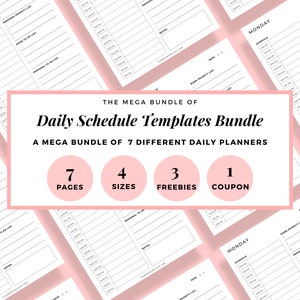 7 Day Planner Printable, Daily Templates Planner, Best Minimal Day ...