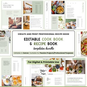 Simple Recipe Template Canva, Easy Recipe Card, Editable Cookbook Template, Modern Blank Recipe Binder, Holiday Family Cooking Sheet Minimal
